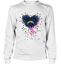 Load image into Gallery viewer, Los Angeles Chargers tiny heart love shaped br east cancer shirt
