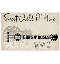 Load image into Gallery viewer, Guns n Roses Sweet child o' mine lyric guitar typography poster
