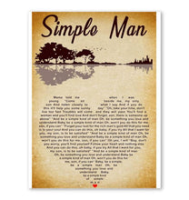Load image into Gallery viewer, Lynyrd Skynyrd simple man lyric heart typography guitar jungle poster