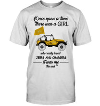 Load image into Gallery viewer, Once upon a time a girl really loved jeeps and Los Angeles Chargers it was me shirt