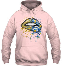 Load image into Gallery viewer, Los Angeles Chargers and San Jose State Spartans glitter pattern sexy lips t shirt