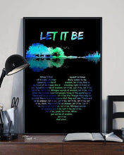 Load image into Gallery viewer, the beatles let it be lyric heart typography jungle guitar night colors poster canvas
