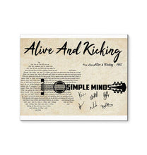 Load image into Gallery viewer, Simple Minds Alive and kicking lyrics guitar typography signed canvas