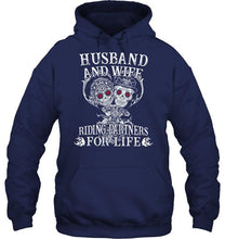 Load image into Gallery viewer, Husband &amp; wife riding partners for life sugar skull shirt