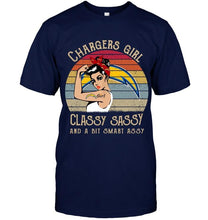 Load image into Gallery viewer, Los Angeles Chargers girl classy sasy and a bit smart asy retro shirt