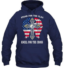 Load image into Gallery viewer, Stand for flag kneel for cross Los Angeles Chargers jesus cross american flag wings shirt