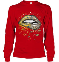 Load image into Gallery viewer, Los Angeles Chargers and Anaheim Ducks glitter pattern sexy lips t shirt