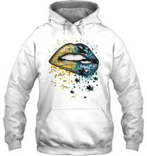 Load image into Gallery viewer, Los Angeles Chargers and San Jose Sharks glitter pattern sexy lips t shirt