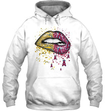 Load image into Gallery viewer, Los Angeles Chargers and Los Angeles Angels glitter pattern sexy lips t shirt
