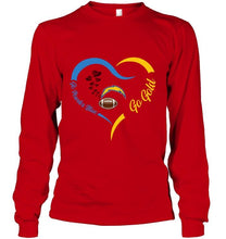 Load image into Gallery viewer, Go Powder blue Go gold Los Angeles Chargers fan heart shirt
