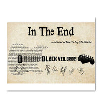 Load image into Gallery viewer, Black Veil Brides In the end lyric guitar typography signed canvas