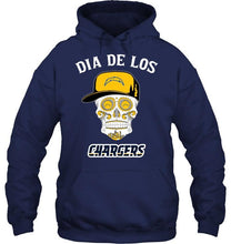 Load image into Gallery viewer, Dia de los Los Angeles Chargers sugar skull poco loco shirt