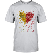 Load image into Gallery viewer, Los Angeles Chargers and Stanford Cardinal tiny hearts shaped fan shirt