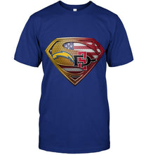 Load image into Gallery viewer, Los Angeles Chargers and San Diego State Aztecs superman american flag layer shirt