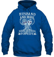 Load image into Gallery viewer, Husband &amp; wife riding partners for life sugar skull shirt
