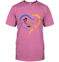 Load image into Gallery viewer, Go Powder blue Go gold Los Angeles Chargers fan heart shirt