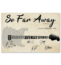 Load image into Gallery viewer, Avenged sevenfold so far away lyric guitar typography signed poster