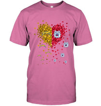 Load image into Gallery viewer, Los Angeles Chargers and Fresno State Bulldogs tiny hearts shaped fan shirt