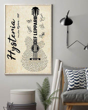 Load image into Gallery viewer, def leppard hystenia lyric guitar typography signed poster canvas