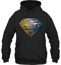 Load image into Gallery viewer, Los Angeles Chargers and Los Angeles Dodgers superman american flag layer shirt